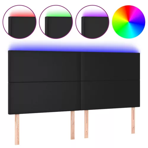 Fekete műbőr LED-es fejtámla 160x5x118/128 cm