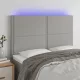 Világosszürke szövet LED-es fejtámla 144x5x118/128 cm
