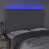 Világosszürke szövet LED-es fejtámla 144x5x118/128 cm