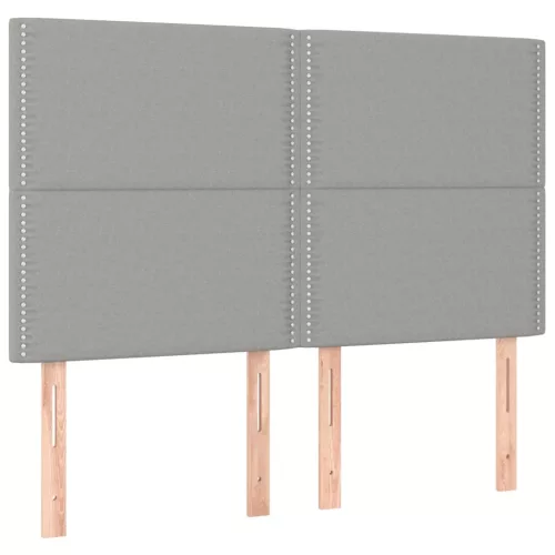 Világosszürke szövet LED-es fejtámla 144x5x118/128 cm