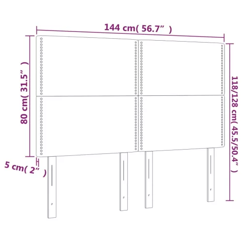 Világosszürke szövet LED-es fejtámla 144x5x118/128 cm