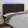 Fekete szövet LED-es fejtámla 160x5x118/128 cm