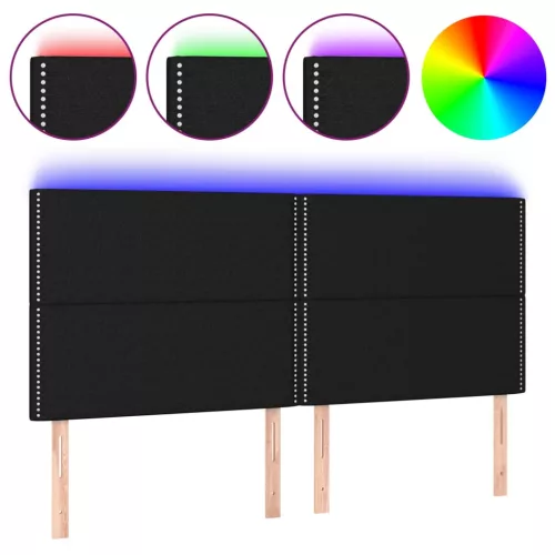 Fekete szövet LED-es fejtámla 160x5x118/128 cm