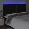 Fekete szövet LED-es fejtámla 160x5x118/128 cm