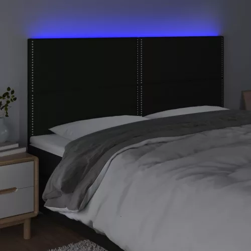 Fekete szövet LED-es fejtámla 160x5x118/128 cm