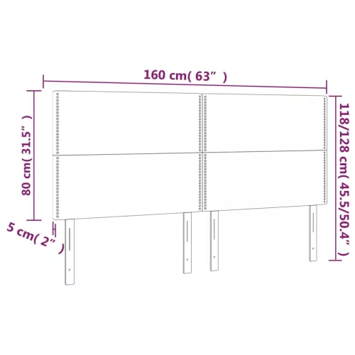 Fekete szövet LED-es fejtámla 160x5x118/128 cm