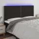 Fekete szövet LED-es fejtámla 200x5x118/128 cm