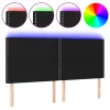 Fekete szövet LED-es fejtámla 200x5x118/128 cm