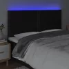 Fekete szövet LED-es fejtámla 200x5x118/128 cm