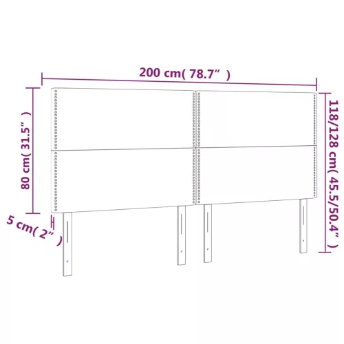 Fekete szövet LED-es fejtámla 200x5x118/128 cm