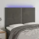 Sötétszürke bársony LED-es fejtámla 144x5x118/128 cm