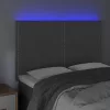 Sötétszürke bársony LED-es fejtámla 144x5x118/128 cm