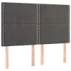 Sötétszürke bársony LED-es fejtámla 144x5x118/128 cm