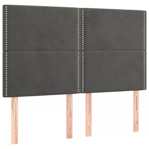 Sötétszürke bársony LED-es fejtámla 144x5x118/128 cm