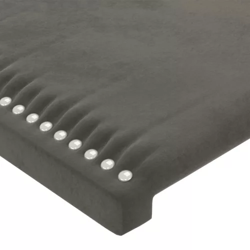 Sötétszürke bársony LED-es fejtámla 144x5x118/128 cm