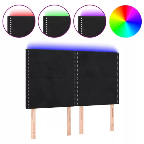 Fekete bársony LED-es fejtámla 144x5x118/128 cm