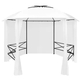   Fehér kerti pavilon függönyökkel 360 x 312 x 265 cm 180 g/m²