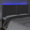 Sötétszürke bársony LED-es fejtámla 200x5x118/128 cm
