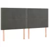 Sötétszürke bársony LED-es fejtámla 200x5x118/128 cm