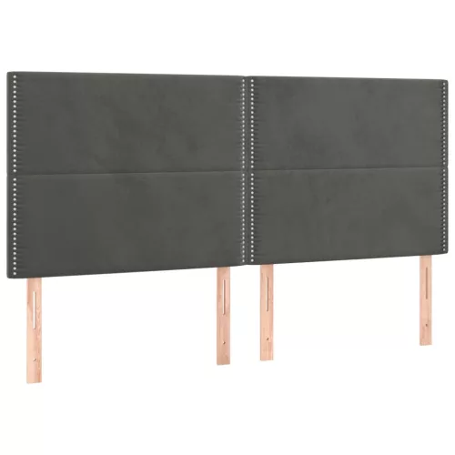 Sötétszürke bársony LED-es fejtámla 200x5x118/128 cm