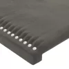 Sötétszürke bársony LED-es fejtámla 200x5x118/128 cm