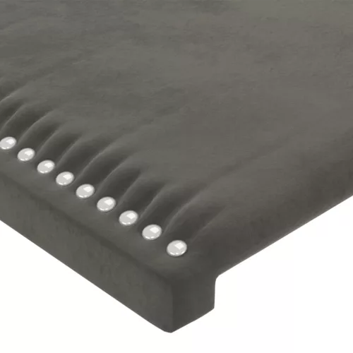 Sötétszürke bársony LED-es fejtámla 200x5x118/128 cm