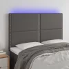 Szürke műbőr LED-es fejtámla 144x5x118/128 cm