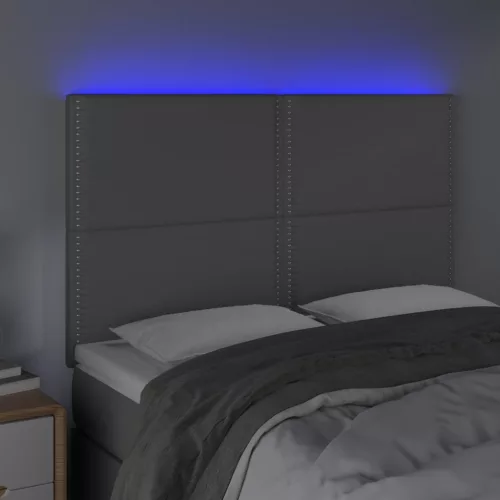 Szürke műbőr LED-es fejtámla 144x5x118/128 cm
