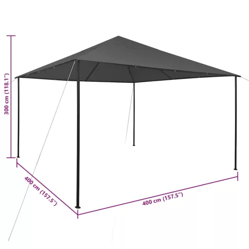 Antracitszürke pavilon 4 x 4 x 3 m 180 g/m²