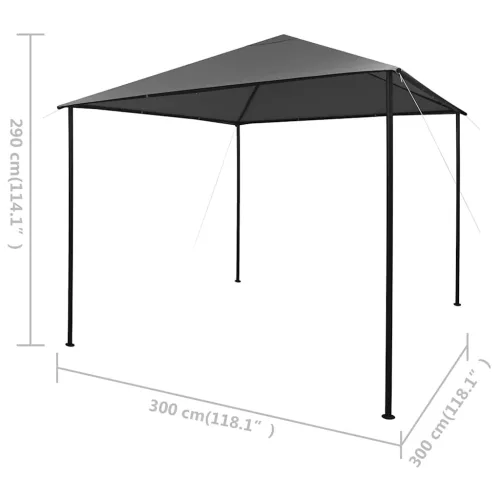 Antracitszürke szövet és acél pavilon 3 x 3 m 180 g/m²