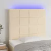 Krémszínű szövet LED-es fejtámla 100x5x118/128 cm