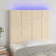 Krémszínű szövet LED-es fejtámla 100x5x118/128 cm