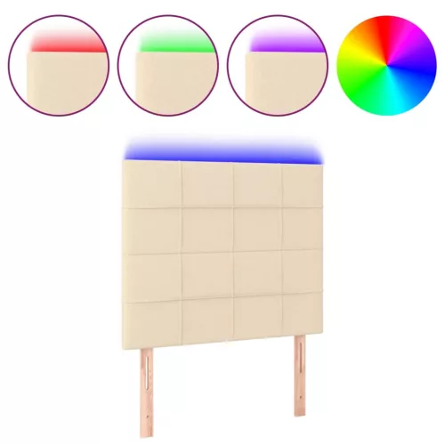 Krémszínű szövet LED-es fejtámla 100x5x118/128 cm