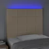 Krémszínű szövet LED-es fejtámla 100x5x118/128 cm