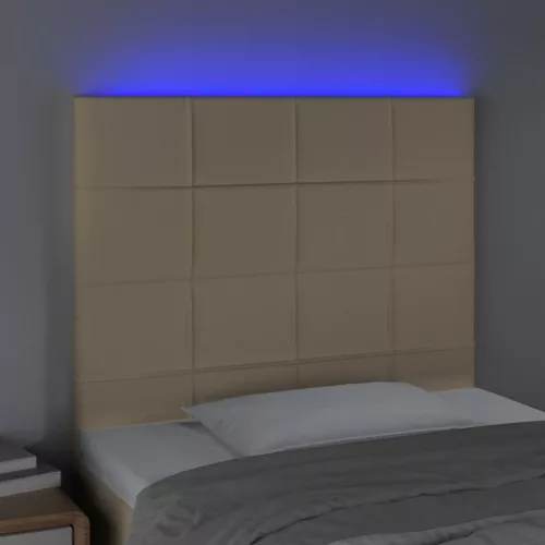 Krémszínű szövet LED-es fejtámla 100x5x118/128 cm