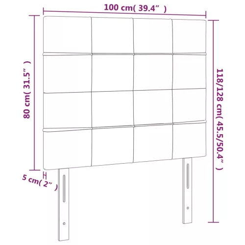 Krémszínű szövet LED-es fejtámla 100x5x118/128 cm
