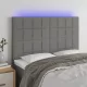 Sötétszürke szövet LED-es fejtámla 144x5x118/128 cm