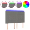 Sötétszürke szövet LED-es fejtámla 144x5x118/128 cm