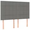 Sötétszürke szövet LED-es fejtámla 144x5x118/128 cm