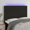 Fekete szövet LED-es fejtámla 144x5x118/128 cm