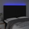 Fekete szövet LED-es fejtámla 144x5x118/128 cm