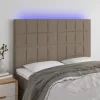 Tópszínű szövet LED-es fejtámla 144x5x118/128 cm