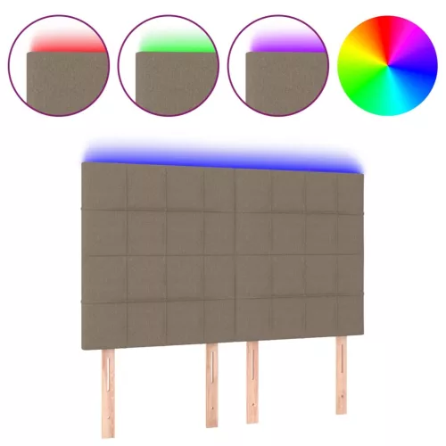 Tópszínű szövet LED-es fejtámla 144x5x118/128 cm