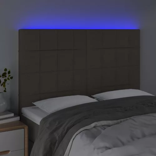 Tópszínű szövet LED-es fejtámla 144x5x118/128 cm