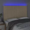 Krémszínű szövet LED-es fejtámla 144x5x118/128 cm