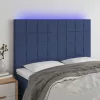 Kék szövet LED-es fejtámla 144x5x118/128 cm