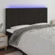 Fekete szövet LED-es fejtámla 180x5x118/128 cm