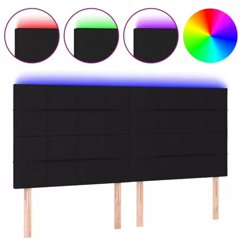 Fekete szövet LED-es fejtámla 180x5x118/128 cm
