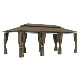   Tópszínű pavilon függönyökkel 600 x 298 x 270 cm 180 g/m²