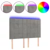 Világosszürke bársony LED-es fejtámla 144x5x118/128 cm